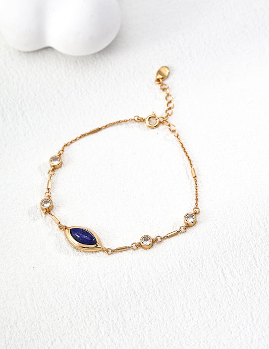 Leaf-Shaped Lapis Lazuli Zircon Bracelet