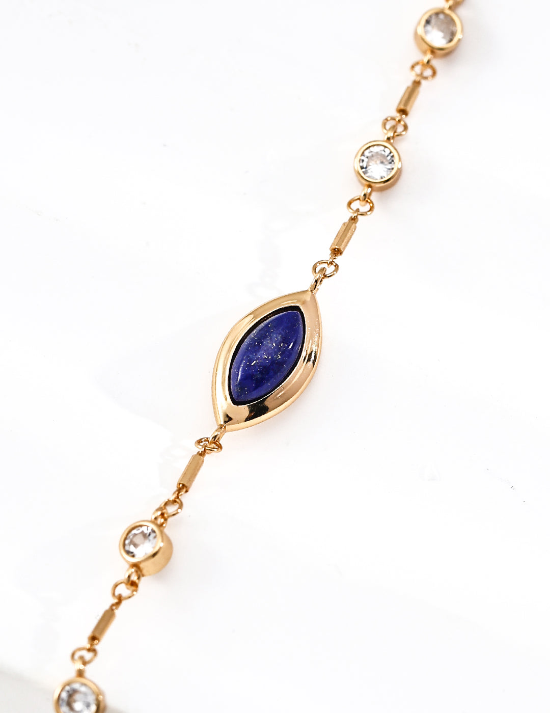 Leaf-Shaped Lapis Lazuli Zircon Bracelet