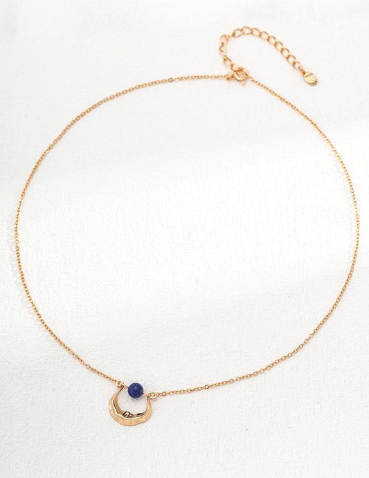 Crescent Moon Lapis Lazuli Necklace