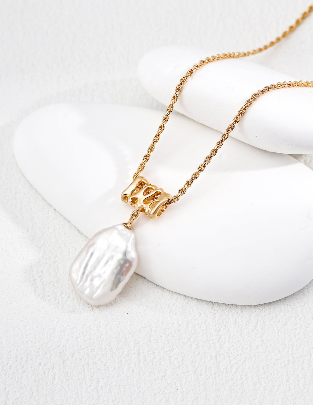 Vintage Rectangular Baroque Pearl Necklace