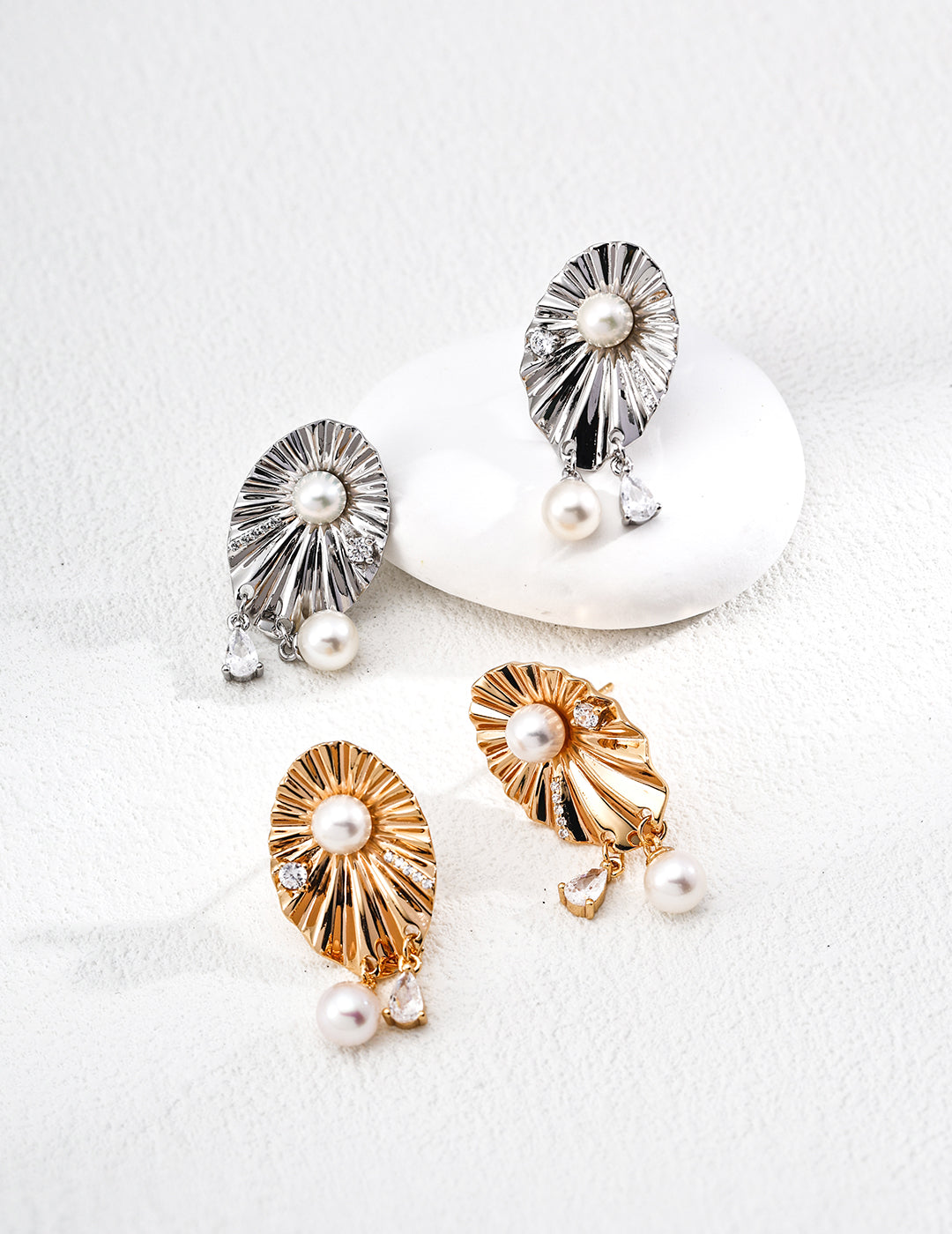 Starlit Wish Pearl & Zircon Earrings