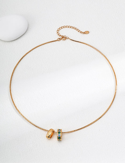 Color Halo Double Ring Necklace