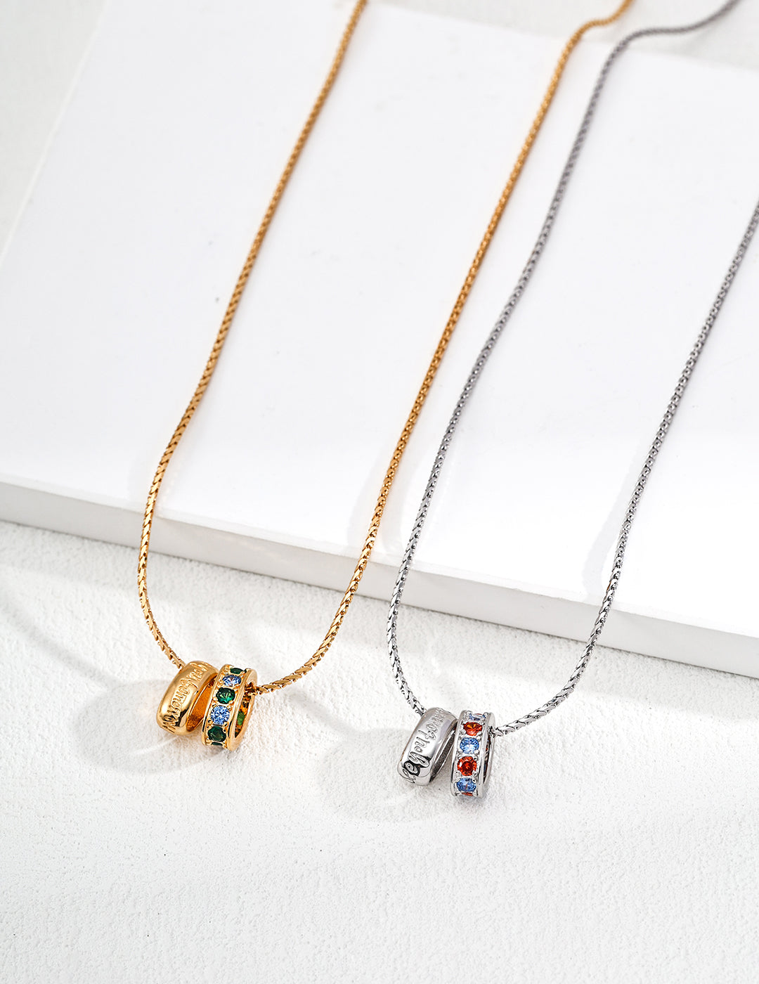 Color Halo Double Ring Necklace