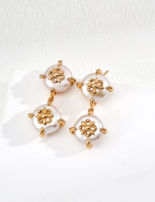 Baroque Gothic Iris Pearl Drop Earrings