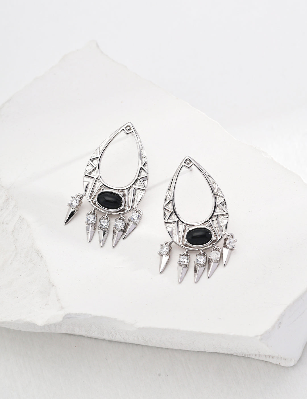 Ethereal Totem Tiger Eye / Onyx Earrings