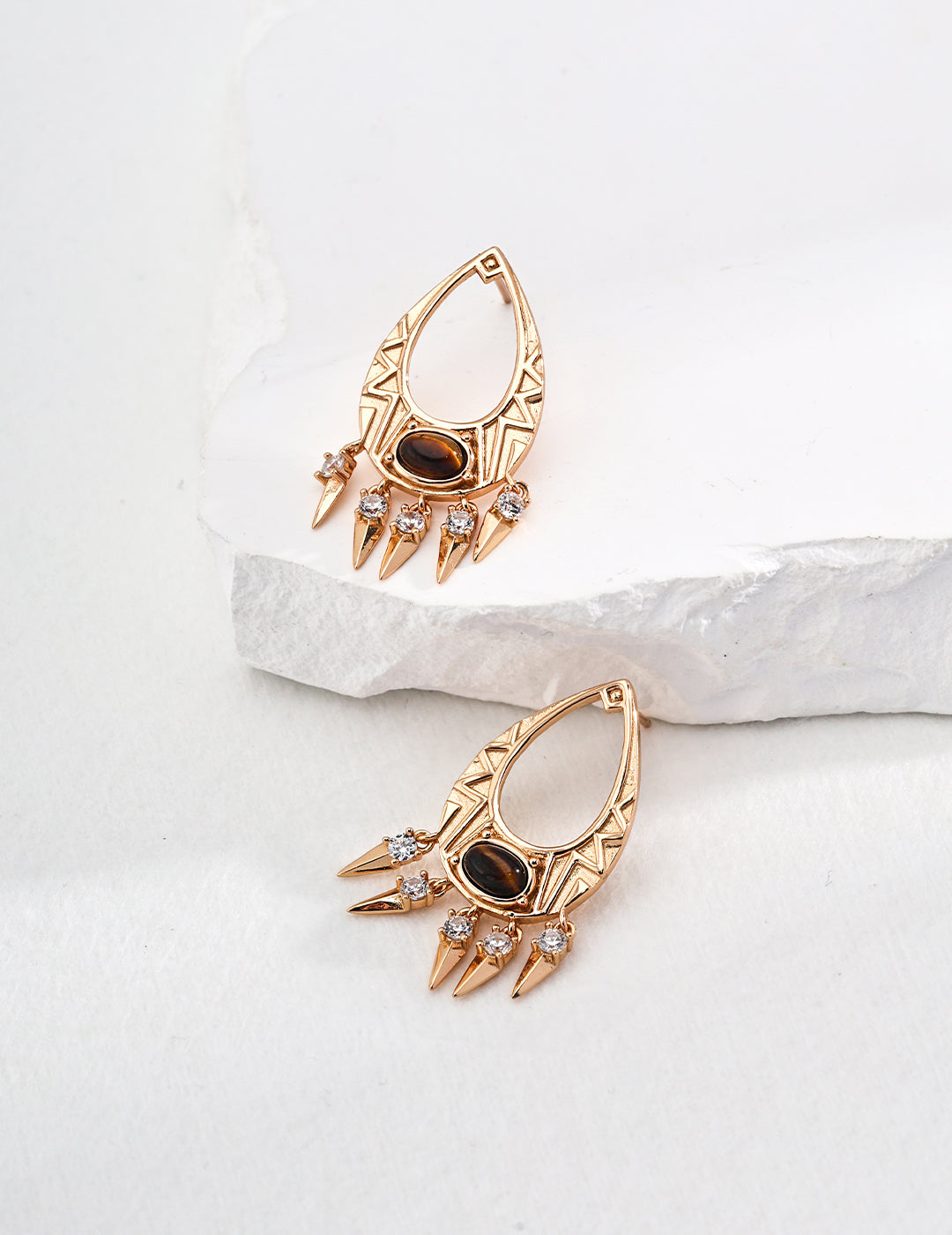 Ethereal Totem Tiger Eye / Onyx Earrings