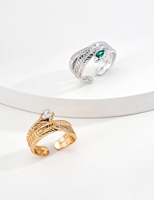 Vintage Leaf Zircon Ring