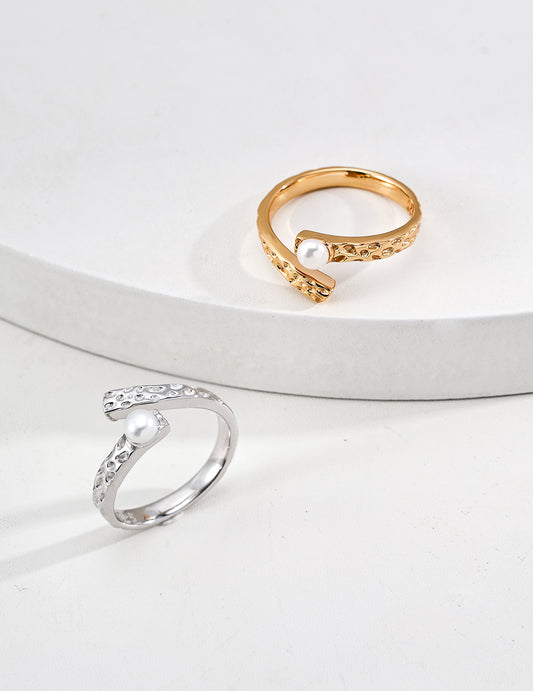 Twist Open Pearl Texture Ring