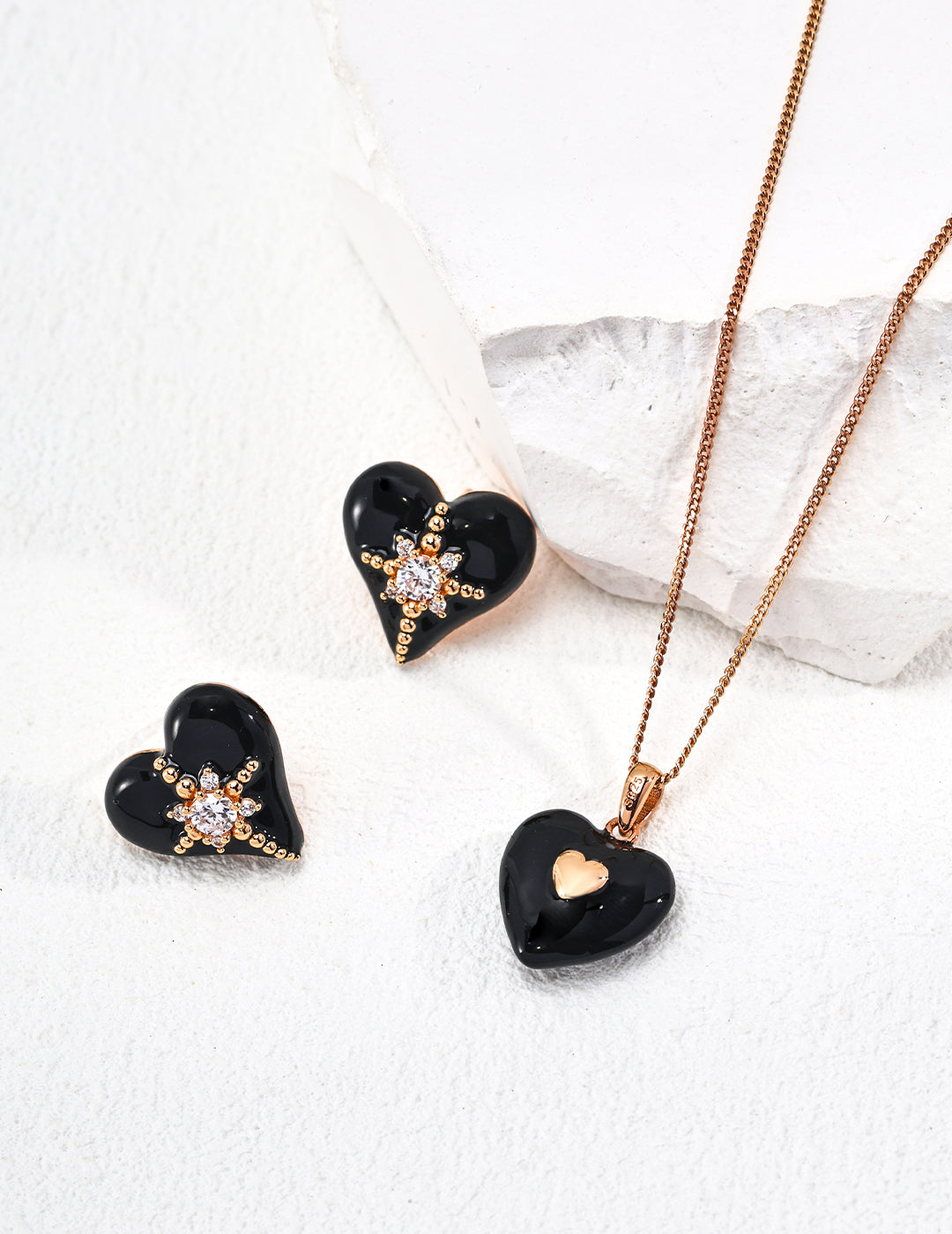 Mystic Glow Heart Stud Earrings