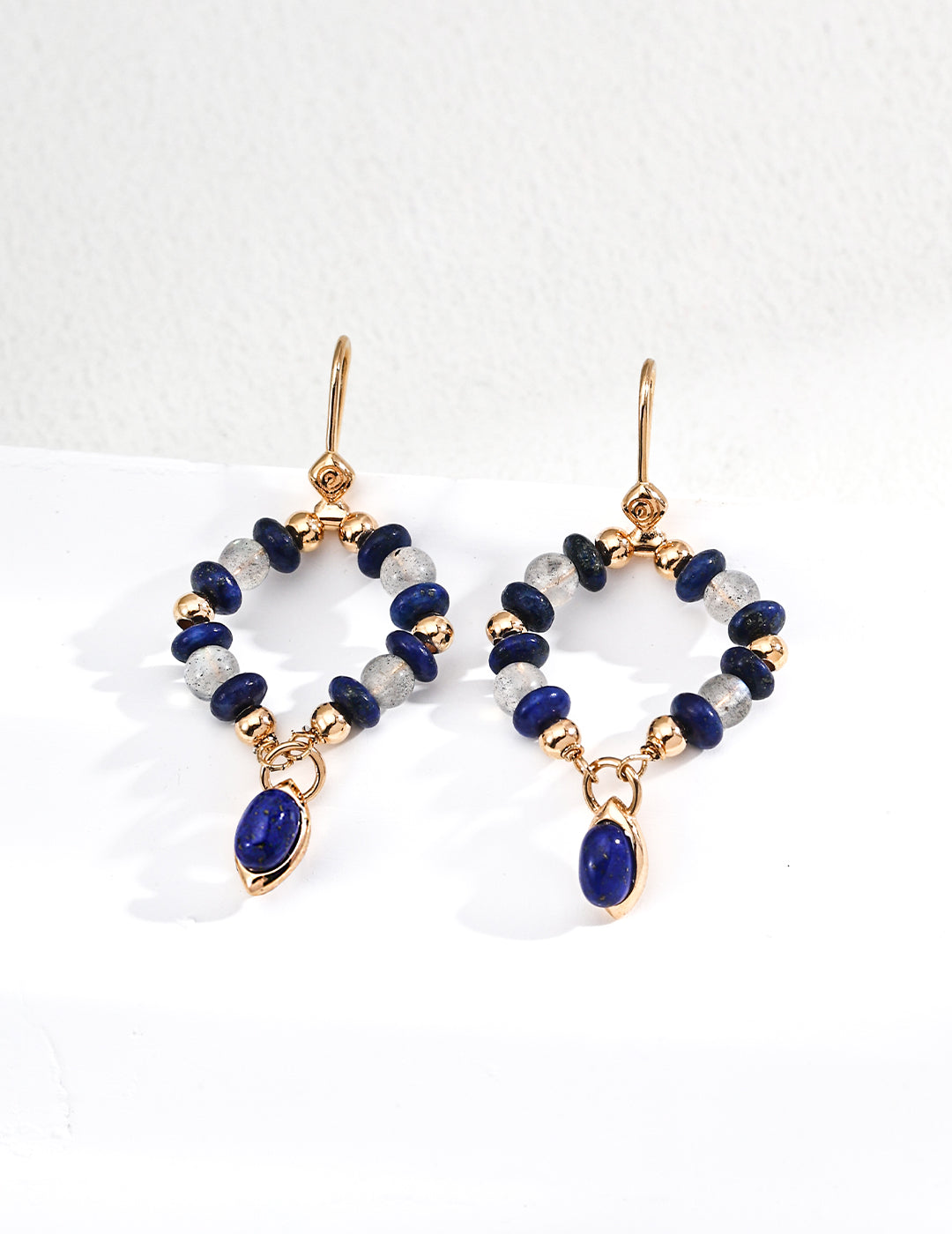 Vintage Gray Moonstone & Lapis Earrings
