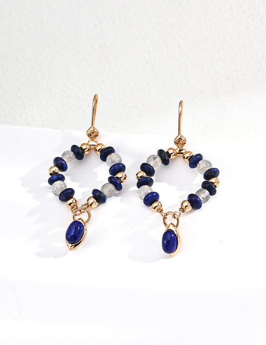 Vintage Gray Moonstone & Lapis Earrings