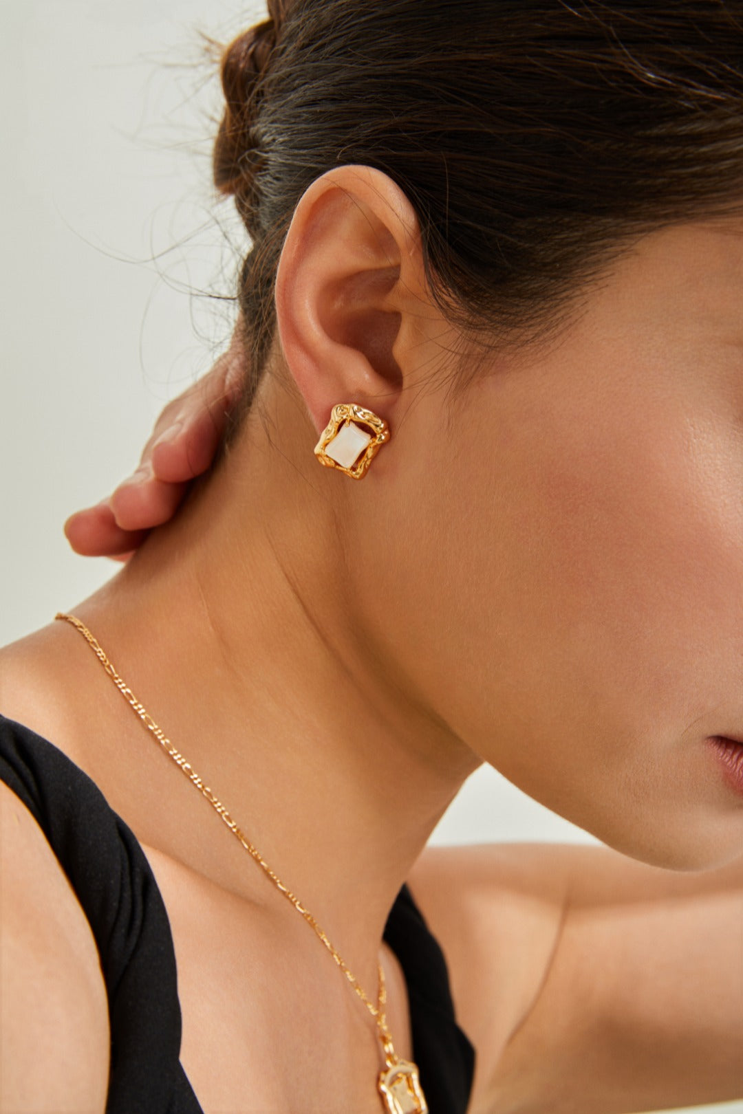 Lustrous White Shell Stud Earrings