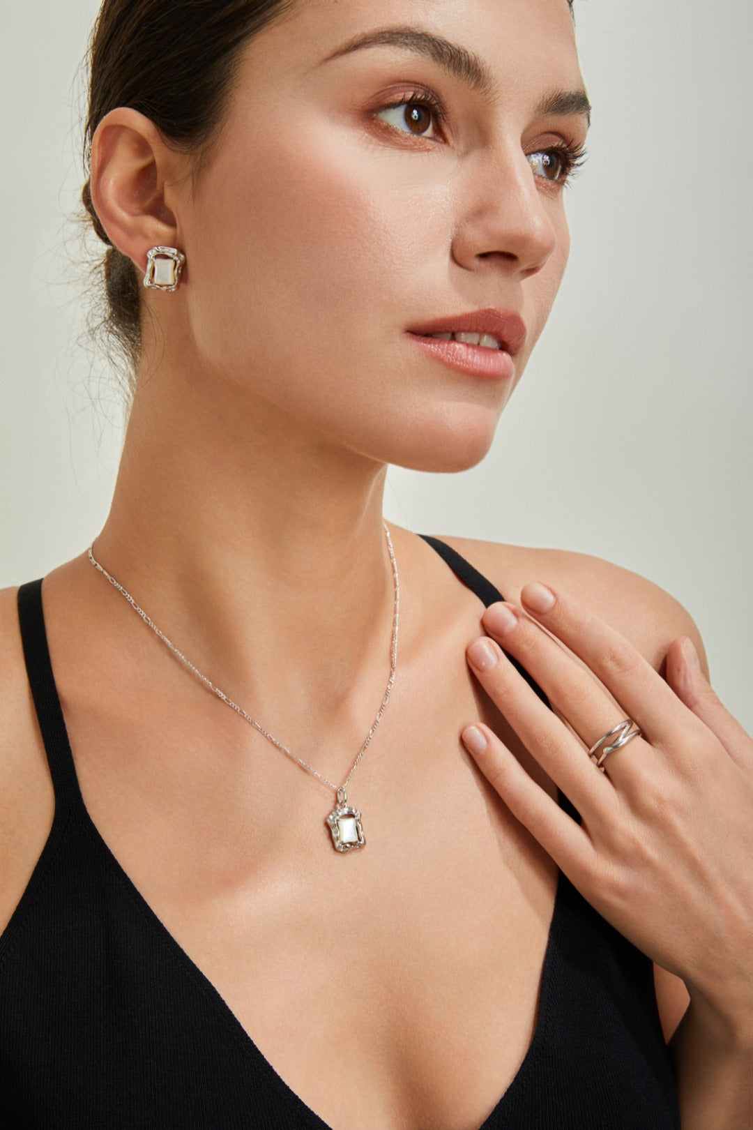 Lustrous White Shell Stud Earrings