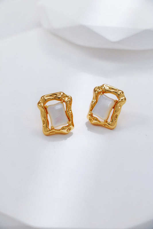 Lustrous White Shell Stud Earrings