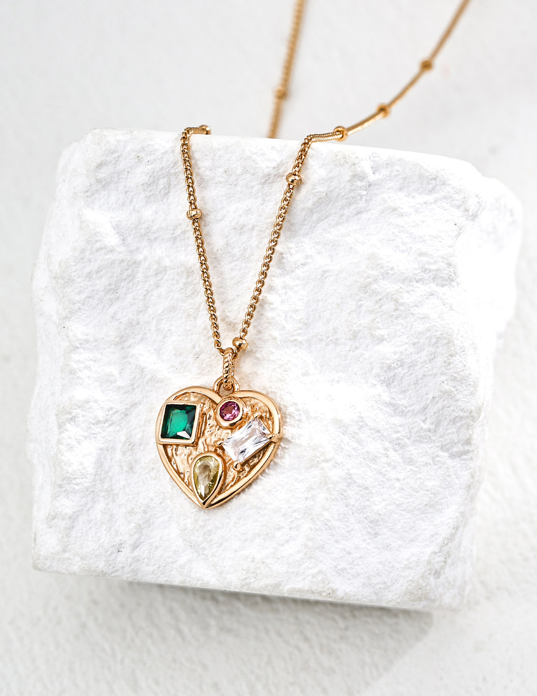 Heart-Shaped Zircon Pendant Necklace