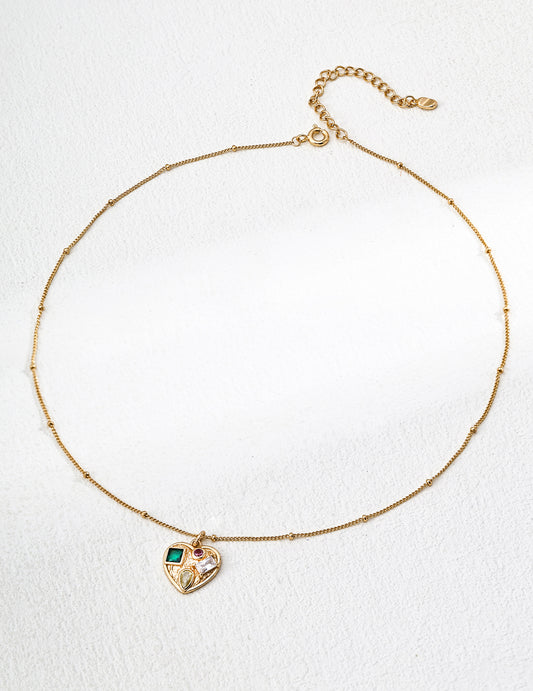Heart-Shaped Zircon Pendant Necklace