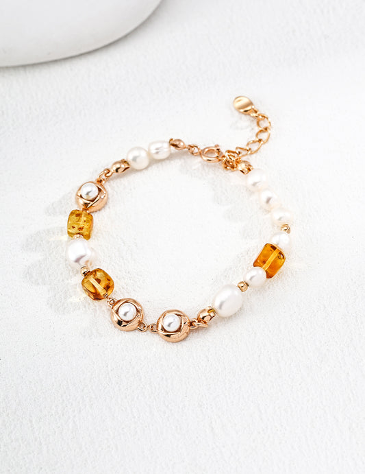 Nature’s Grace Amber & Pearl Bracelet