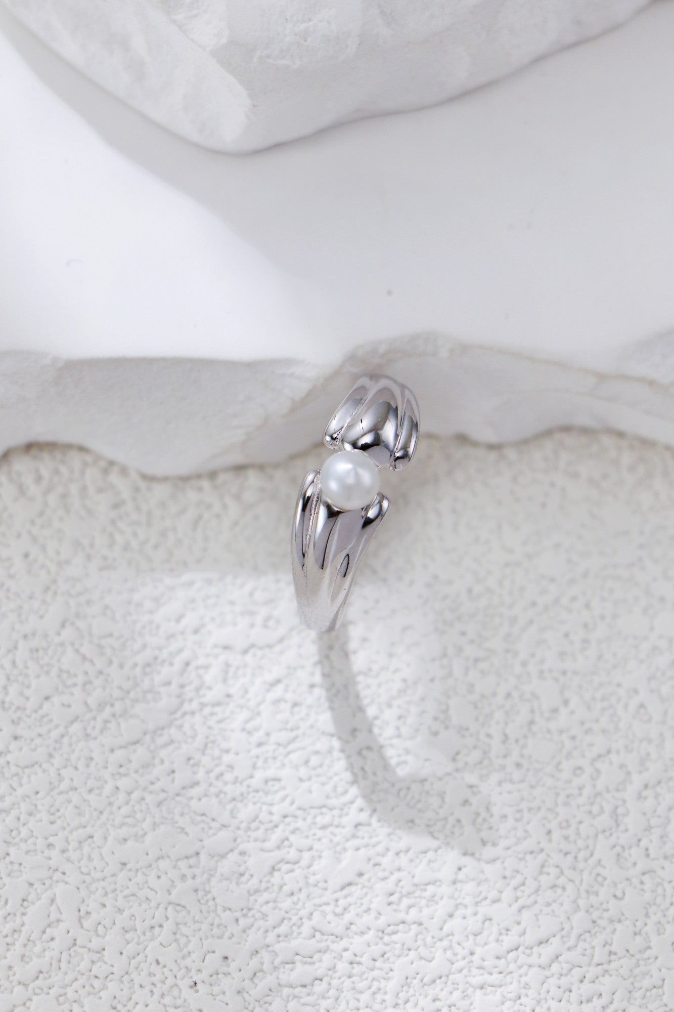Minimalist Pearl Open Ring