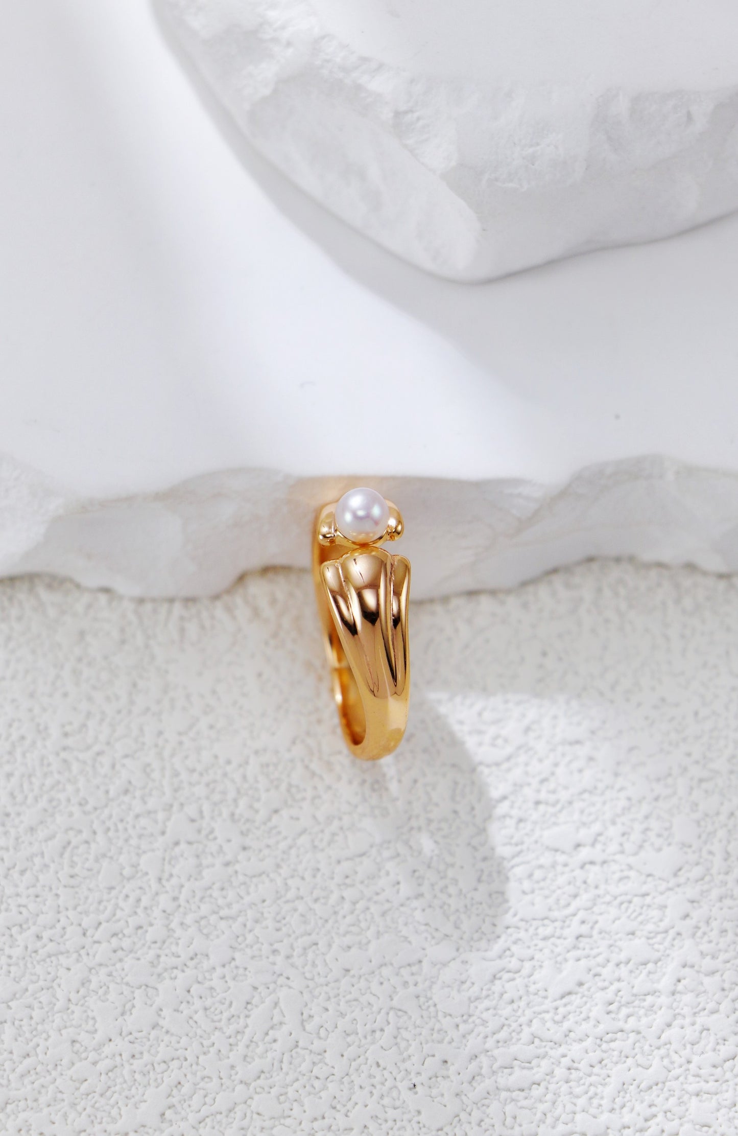 Minimalist Pearl Open Ring