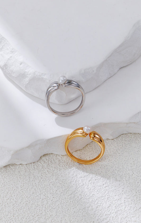 Minimalist Pearl Open Ring