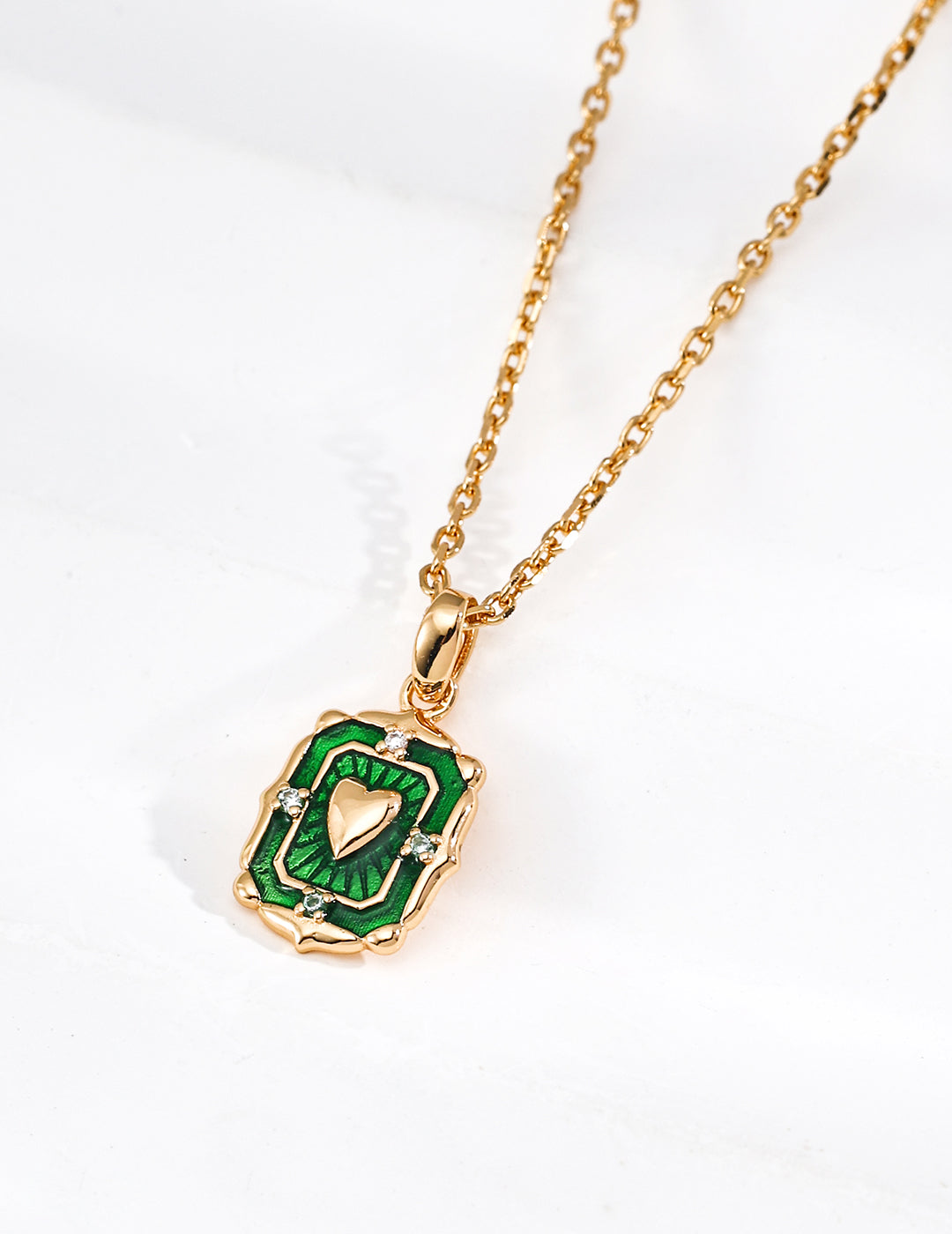 Vintage Enamel Heart Pendant Necklace