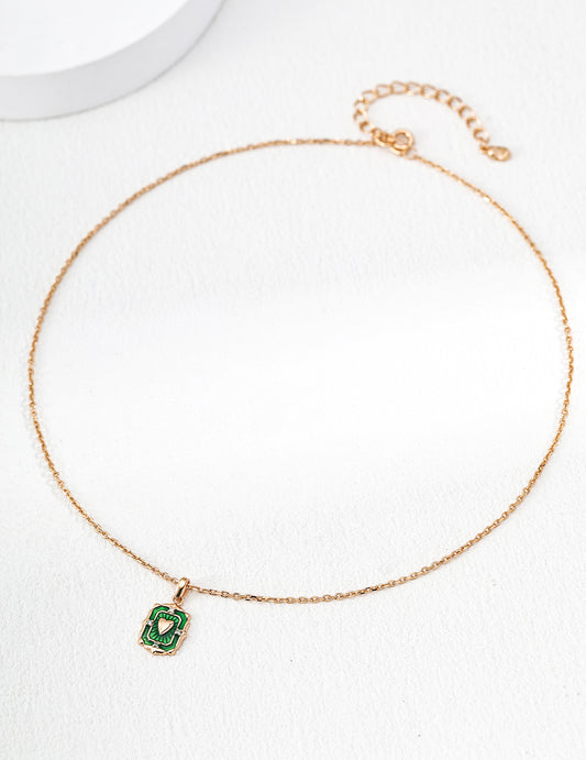 Vintage Enamel Heart Pendant Necklace