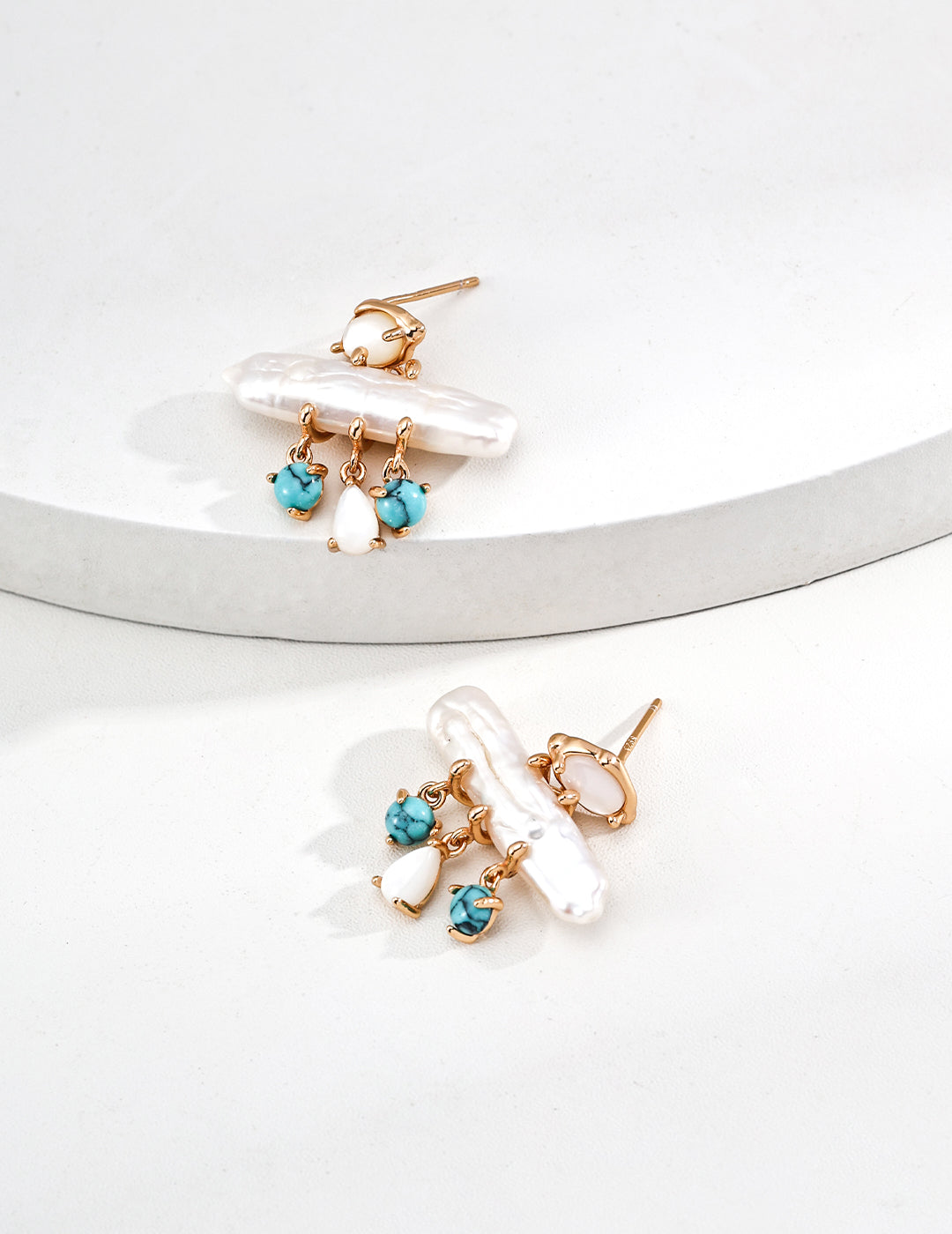 Baroque Pearl & Turquoise Dangle Earrings