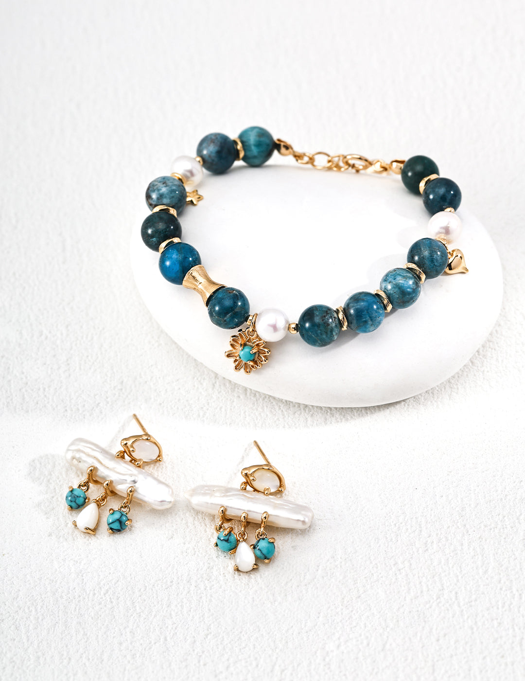 Baroque Pearl & Turquoise Dangle Earrings