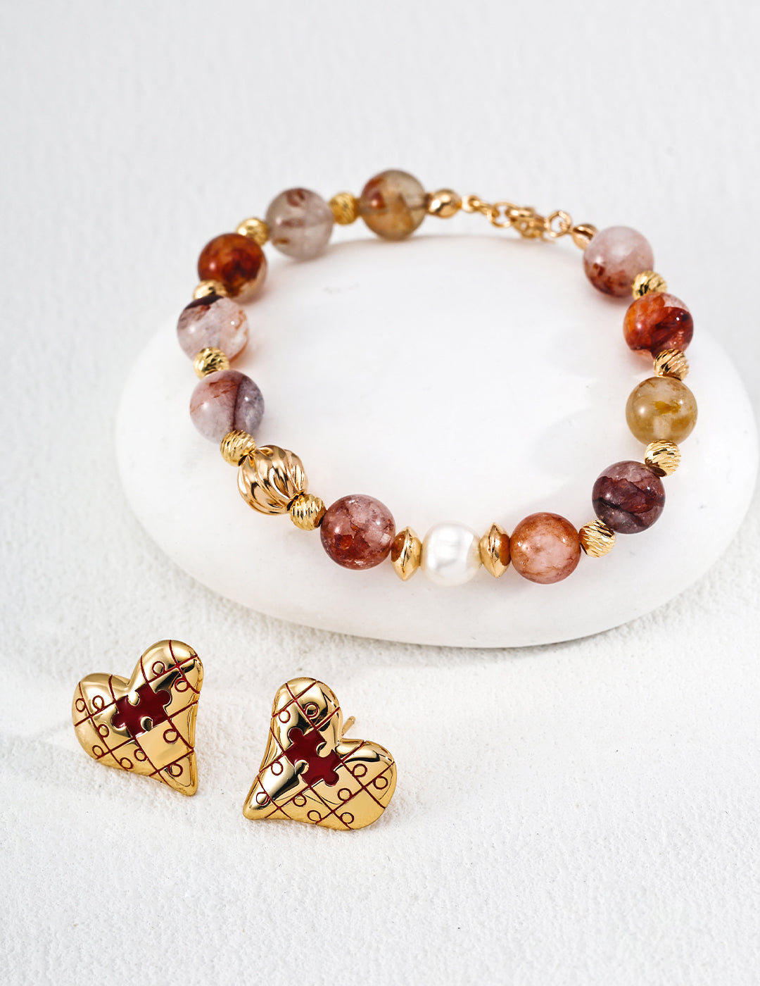 Puzzle Heart Love Stud Earrings