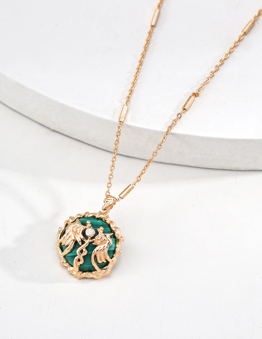 Mythic Winged Victory Arrow Malachite Necklace