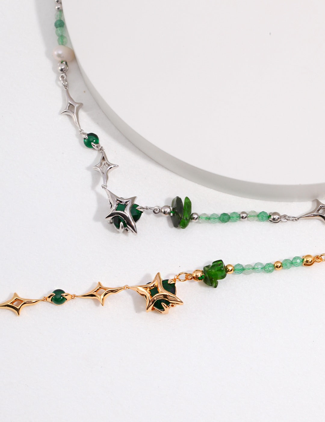 Four-Point Star Pearl Strawberry Quartz Necklace
