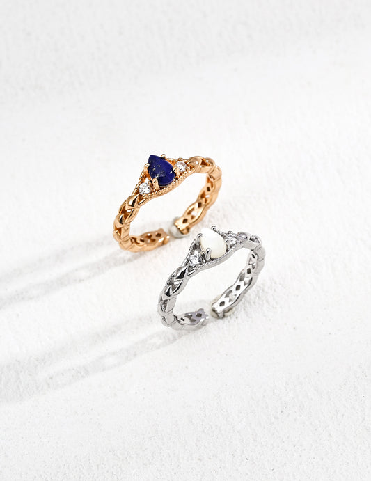 Vintage Zircon Lapis Lazuli / Mother-of-Pearl Ring