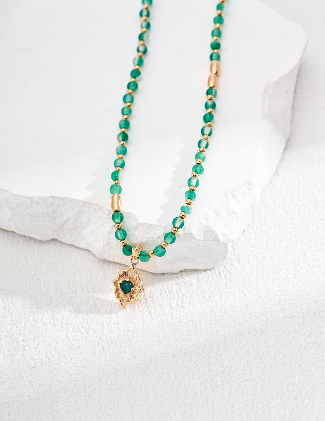 Green Agate Chalcedony Necklace