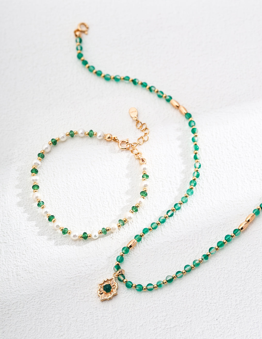 Green Agate Chalcedony Necklace