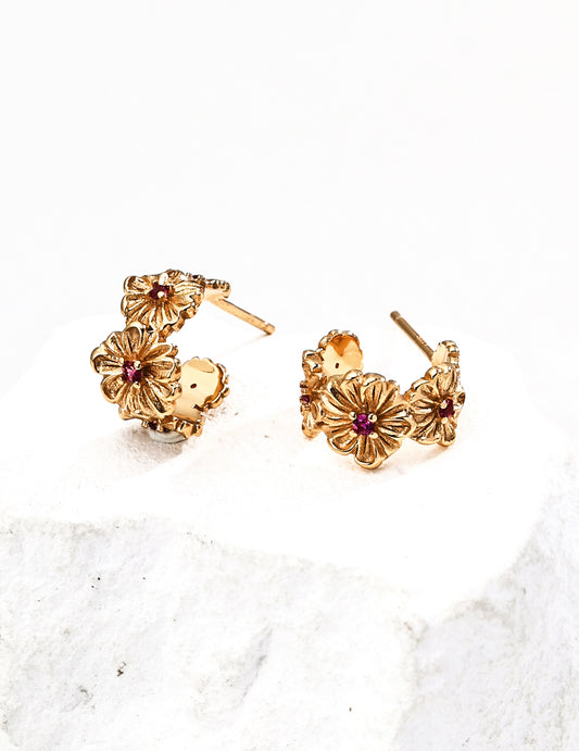 Daisy-Shaped Zircon Stud Earrings