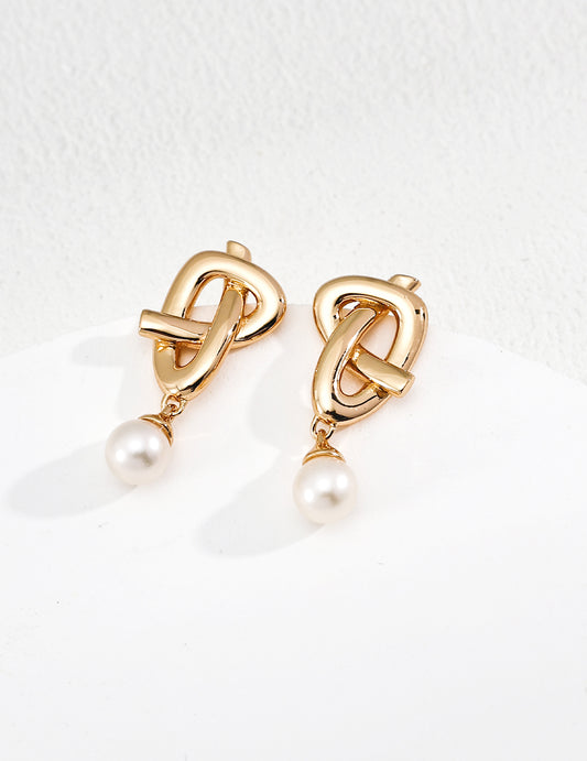 Minimalist Natural Pearl Knot Earrings