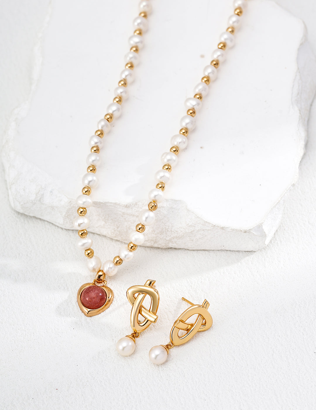Minimalist Natural Pearl Knot Earrings