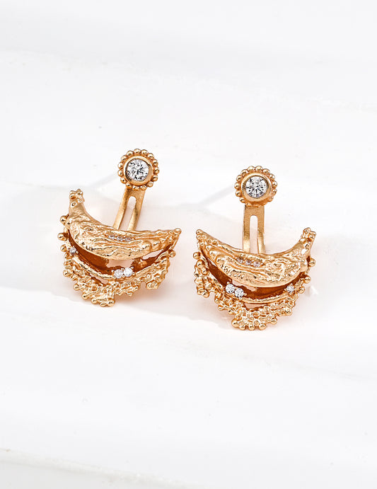 Dual-Style Convertible Crescent Earrings