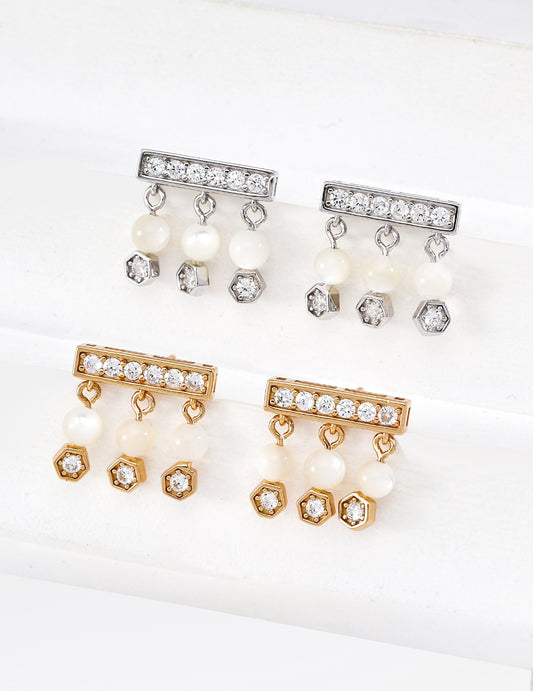 Minimalist Zircon Bar Drop Earrings