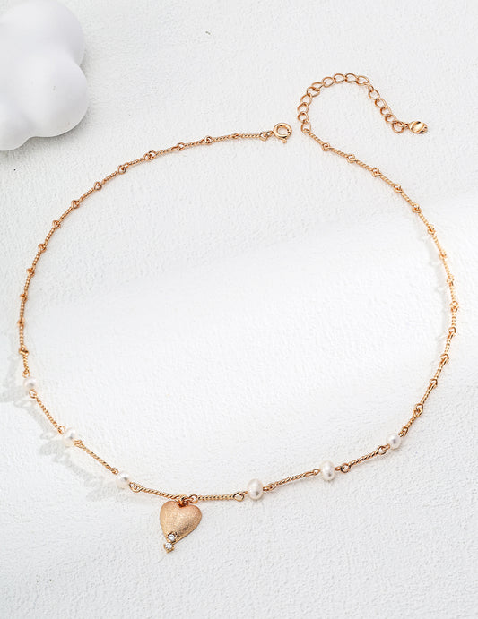Matte Heart Zircon Pendant Necklace