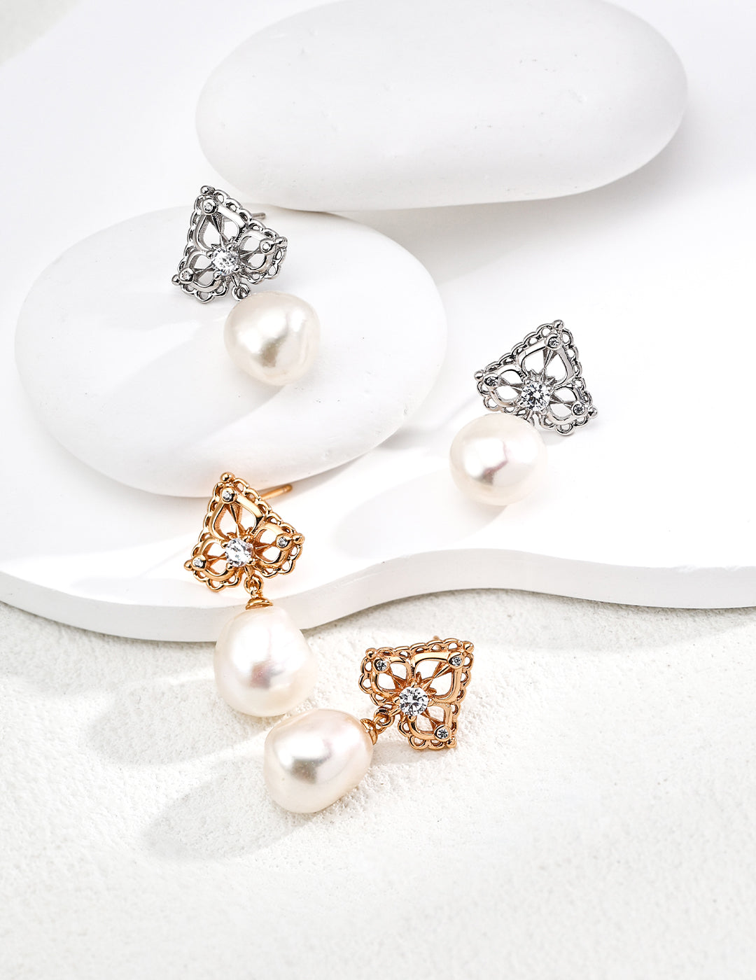 Vintage Pearl Zircon Earrings