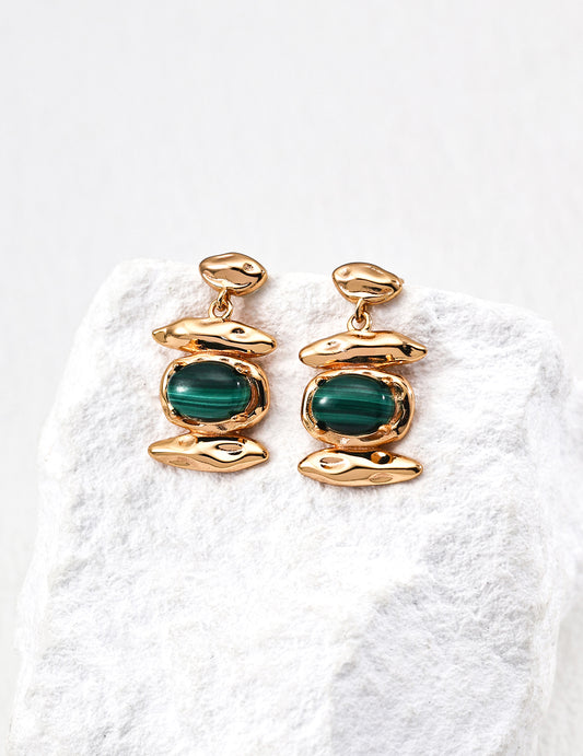Vintage Natural Malachite Earrings