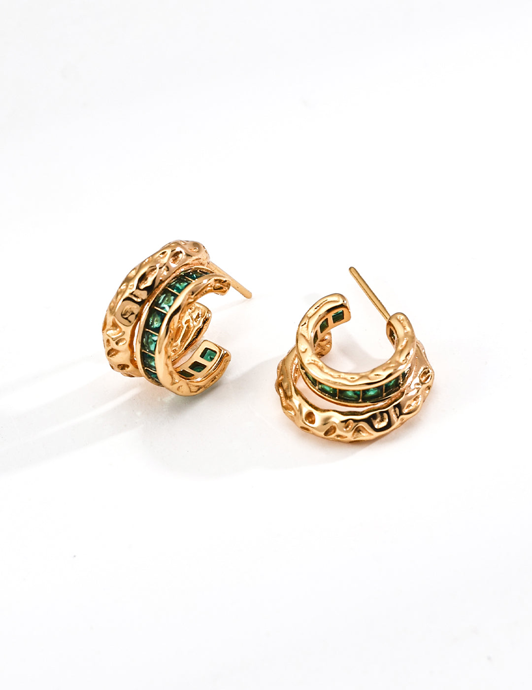 Vintage C-Shaped Zircon Stud Earrings