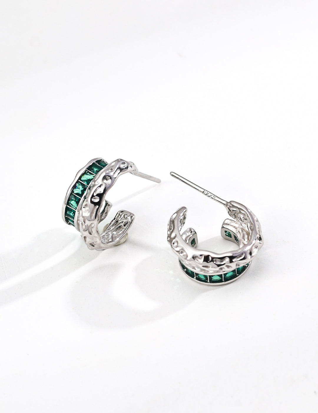 Vintage C-Shaped Zircon Stud Earrings