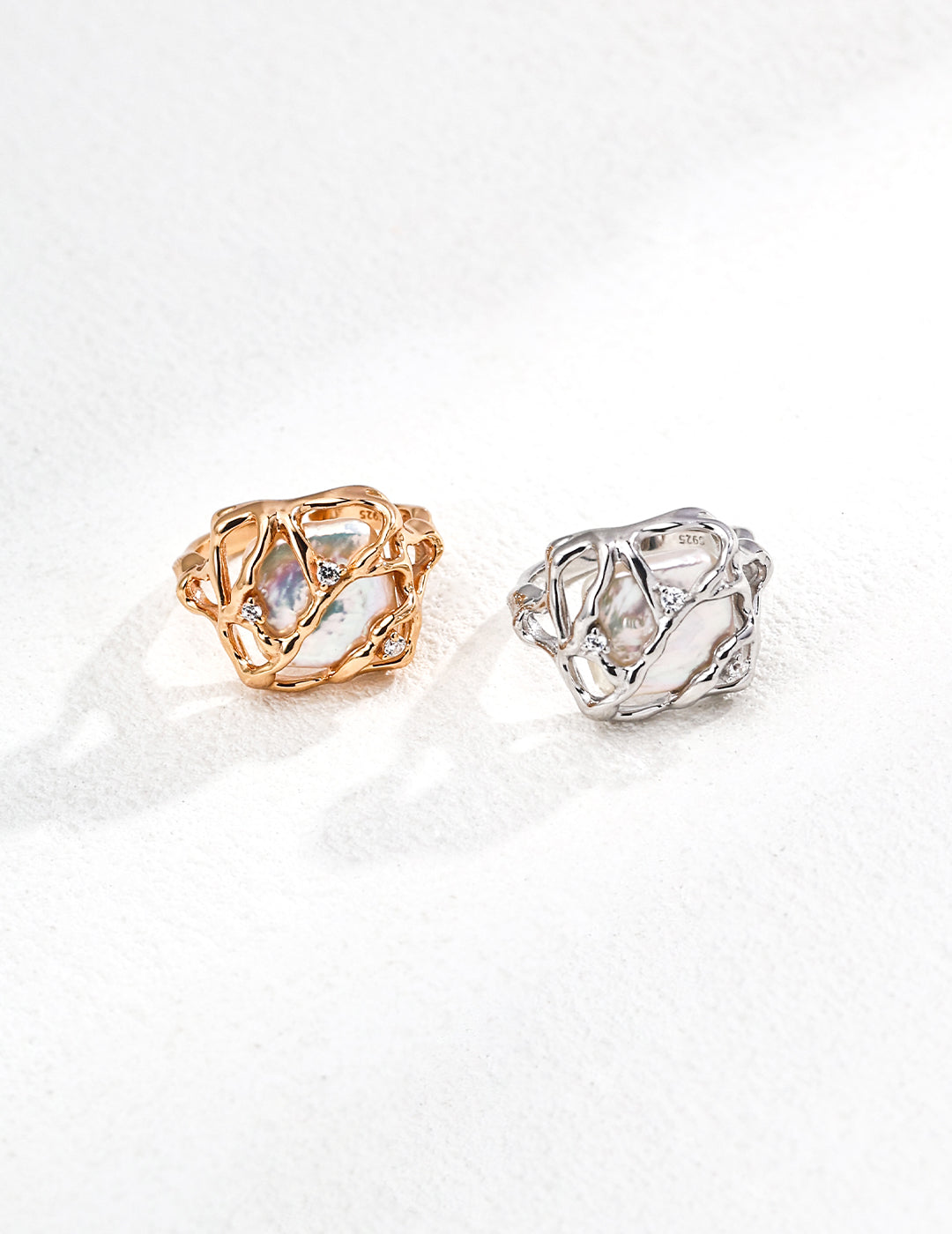 Sculptural Pearl Zircon Stud Earrings