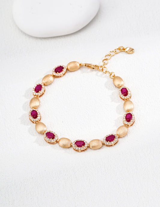 Vintage Matte Ruby-Inspired Zircon Bracelet