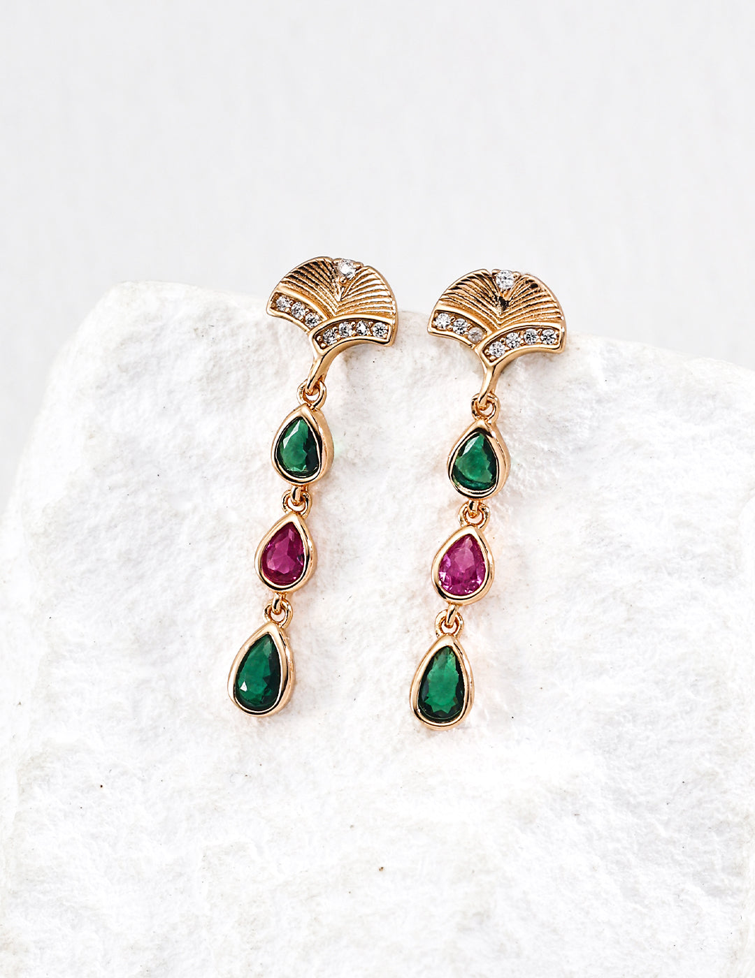 Radiant Zircon Teardrop Fan Earrings