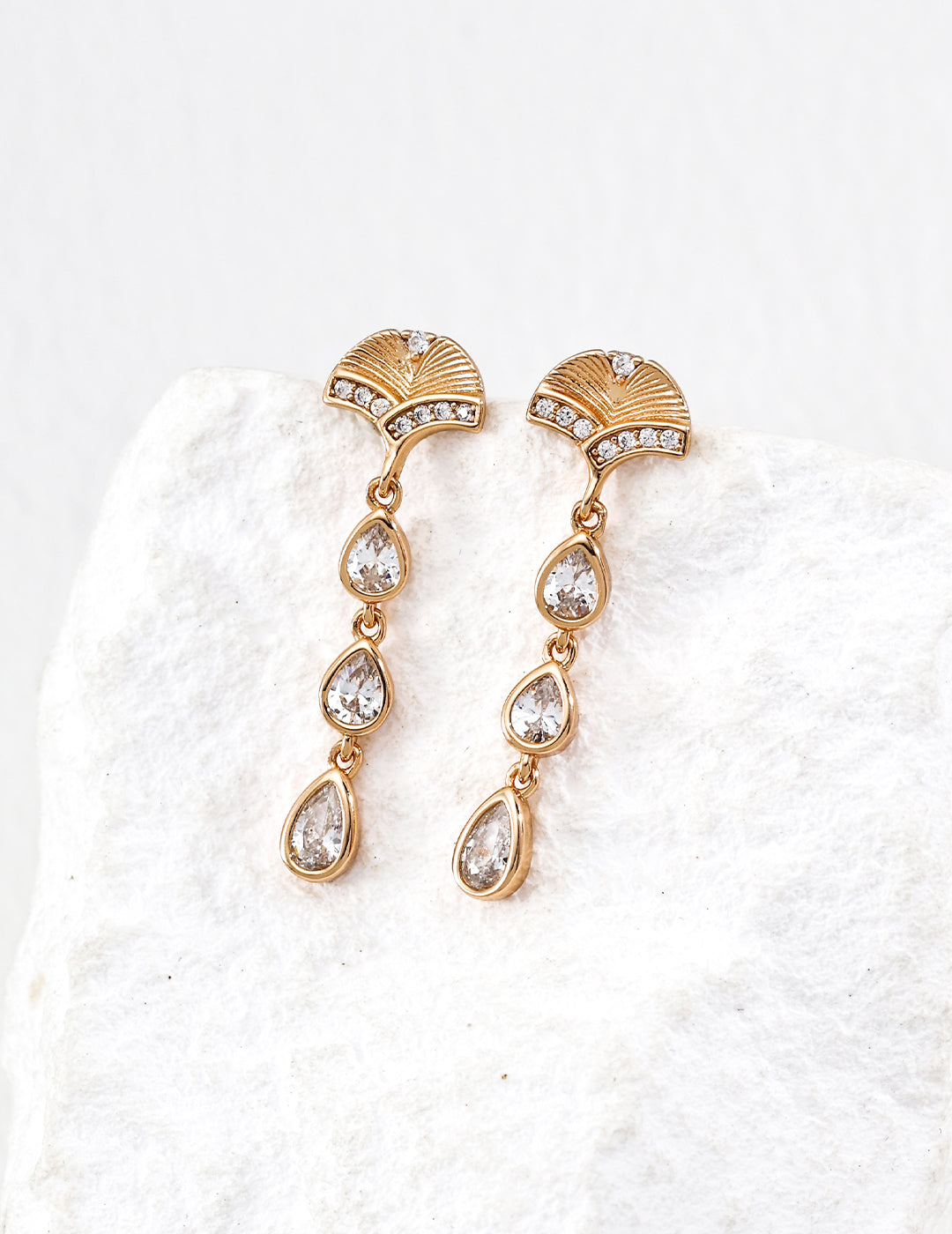 Radiant Zircon Teardrop Fan Earrings