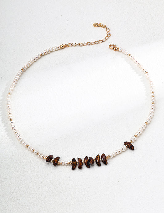 Moonlit Pearl & Czech Glass Artisan Necklace