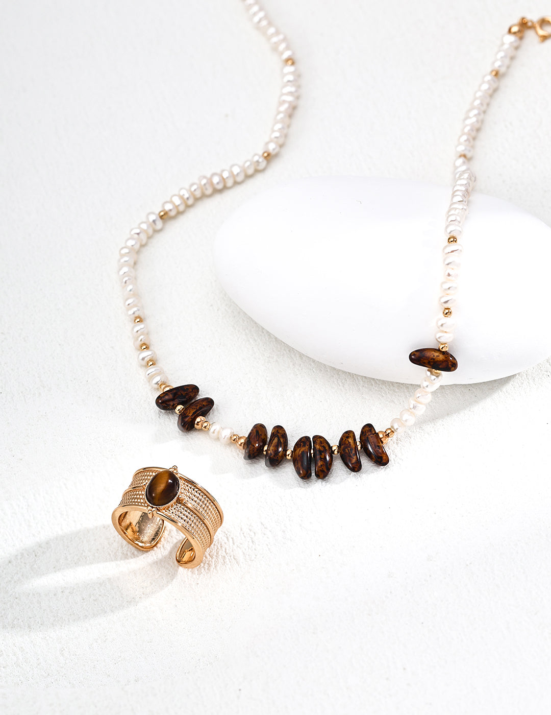 Moonlit Pearl & Czech Glass Artisan Necklace
